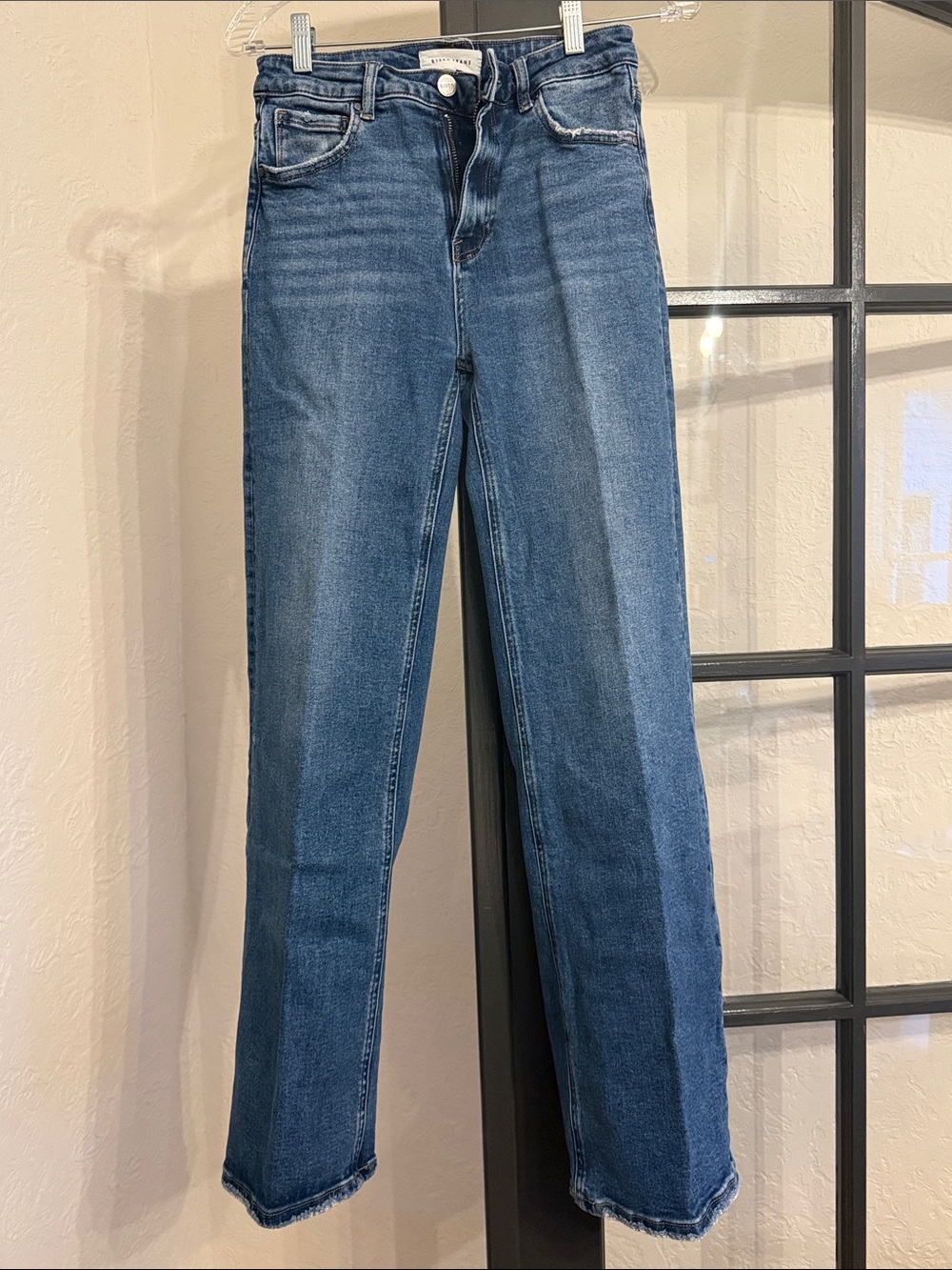 High-Rise Straight-Leg Jeans in Medium Blue